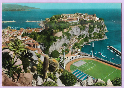 CPSM Monaco - Port et Rocher et Stade Louis II, Editions S.E.P.T., Couleur, 60's