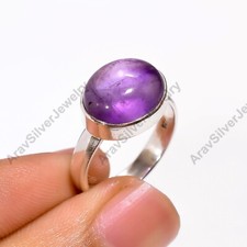 Natural Purple Amethyst Gemstone Ring 925 Sterling Silver Engagement Rings