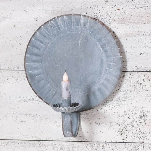 2 Round weathered Tin Candle Wall Sconces - Picture 2 of 2