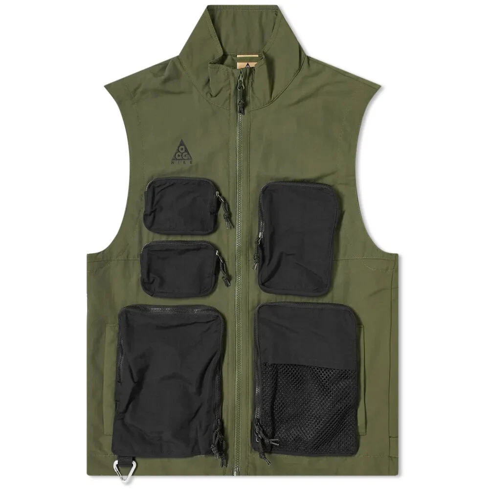 NEW 100% Authentic Nike ACG Vest Cargo Khaki & Black CW0835-325 Size: Small