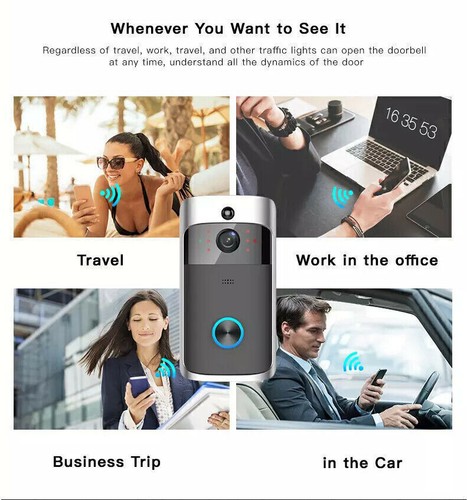 Wireless WiFi Video Doorbells Two-Way Smart Phone Door Ring Security Camera Bell - Picture 8 of 17