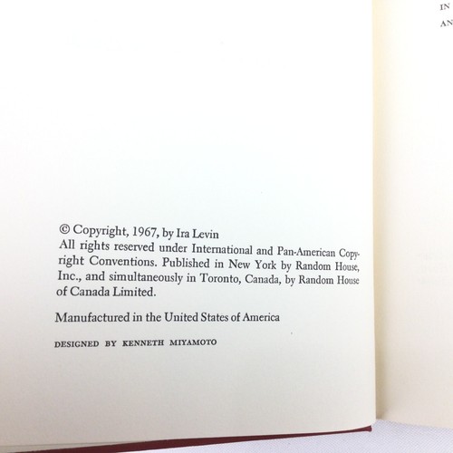Rosemary's Baby by Ira Levin | 1967 Red Hardcover | VERY GOOD Condition | Horror - Picture 7 of 7
