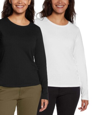 Banana Republic 2 Pack Long Sleeve Tee Crewneck  Soft Modal NEW Black/White S-XL