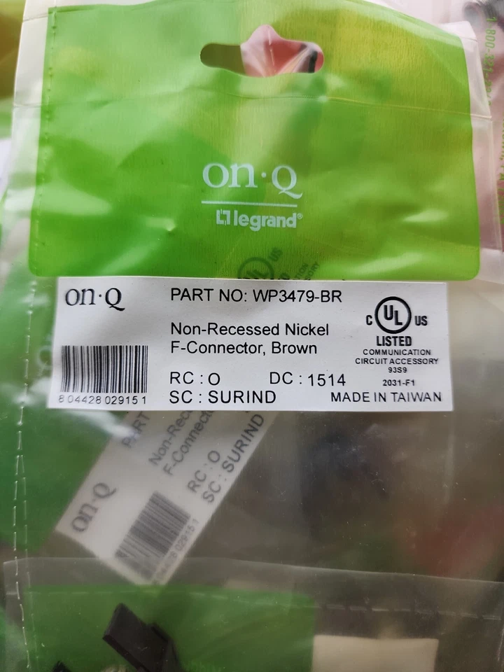 120 x Legrand On-Q WP3479 BR подрядчик не утопленный никель ГГц F-разъем - Изображение 4 из 4