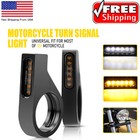2x Motorcycle 41mm Fork Tubes Clamp LED Turn Blinkers Signal Light Amber White