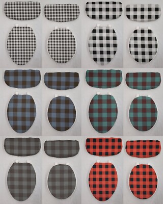 Buffalo Check Plaid Toilet Seat Lid and Tank Cover Set (6 Colors Available)
