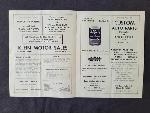 1956 NASCAR Grand National Arizona State Fairgrounds Program, Buck Baker Win #13 - 画像5/7