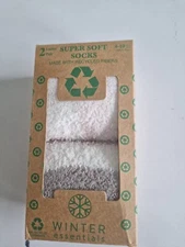 Winter Essentials - Grey & Pink Super Soft Socks 2 pair - Size 4-10