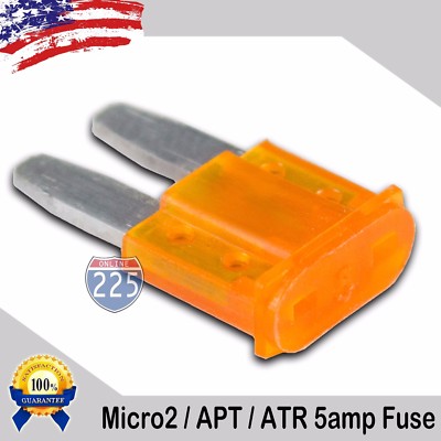25 Pack 5A Micro2 Blade Fuse 5 AMP APT/ATR  32V DC Auto Car Truck Boat Marine RV