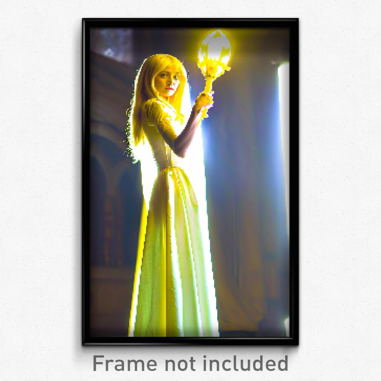 8 Bit Pixel Art Poster - Yellow Lancet Psychedelic Trippy Gamer Print