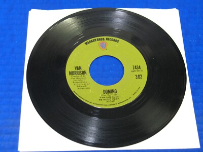 VAN MORRISON: Domino / Sweet Jannie - 70s Rock 45 WB Green Label VG+ VINYL