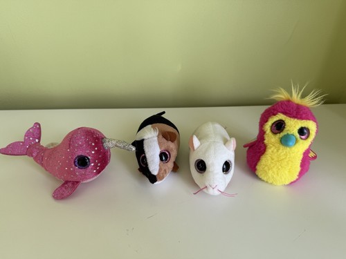 Ty Teeny Beanie Boo White Mouse Guinea Pig Narwhal Bird Sparkle Eye Soft Toy Lot