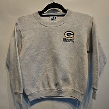Vintage Green Bay Packers NFL Football Team Crewneck Sweatshirt Youth Large Gray
