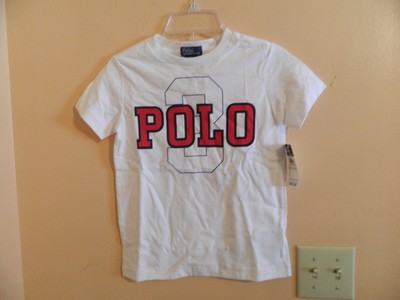 Get Rabate NWT Ralph Lauren boys short sleeve white tshirt with POLO in red size 6