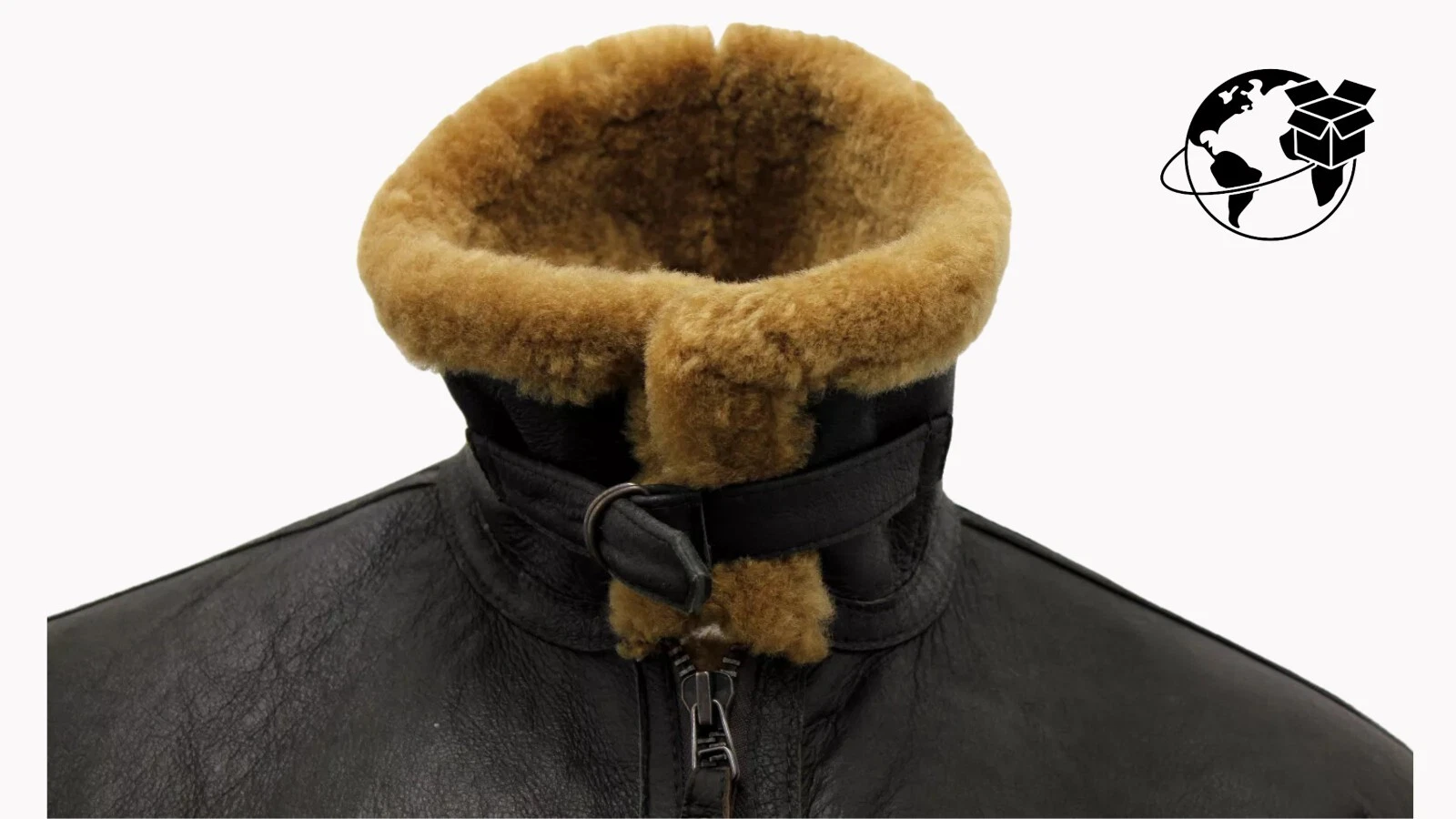 Men’s Brown RAF Real Shearling Sheepskin Flying Leather Jacket With Ginger Fur - product detail image 4
