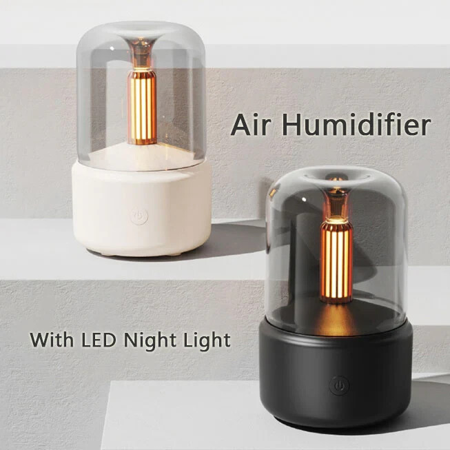 Portable Candlelight Diffuser 120ml Ultrasonic Air Humidifier Cool Mist