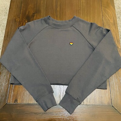 Spiritual Gangster Happy Izzy Crop Sweatshirt Gray Size XS