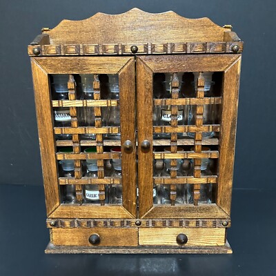 Vintage Wood Spice Rack w/Bottles Drawers, Norleans, PAIP Yoshikawam Mint 