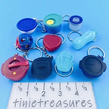 Tupperware keychain set of 10 New in sealed bags Tinietreasures Soup Heart Bottl