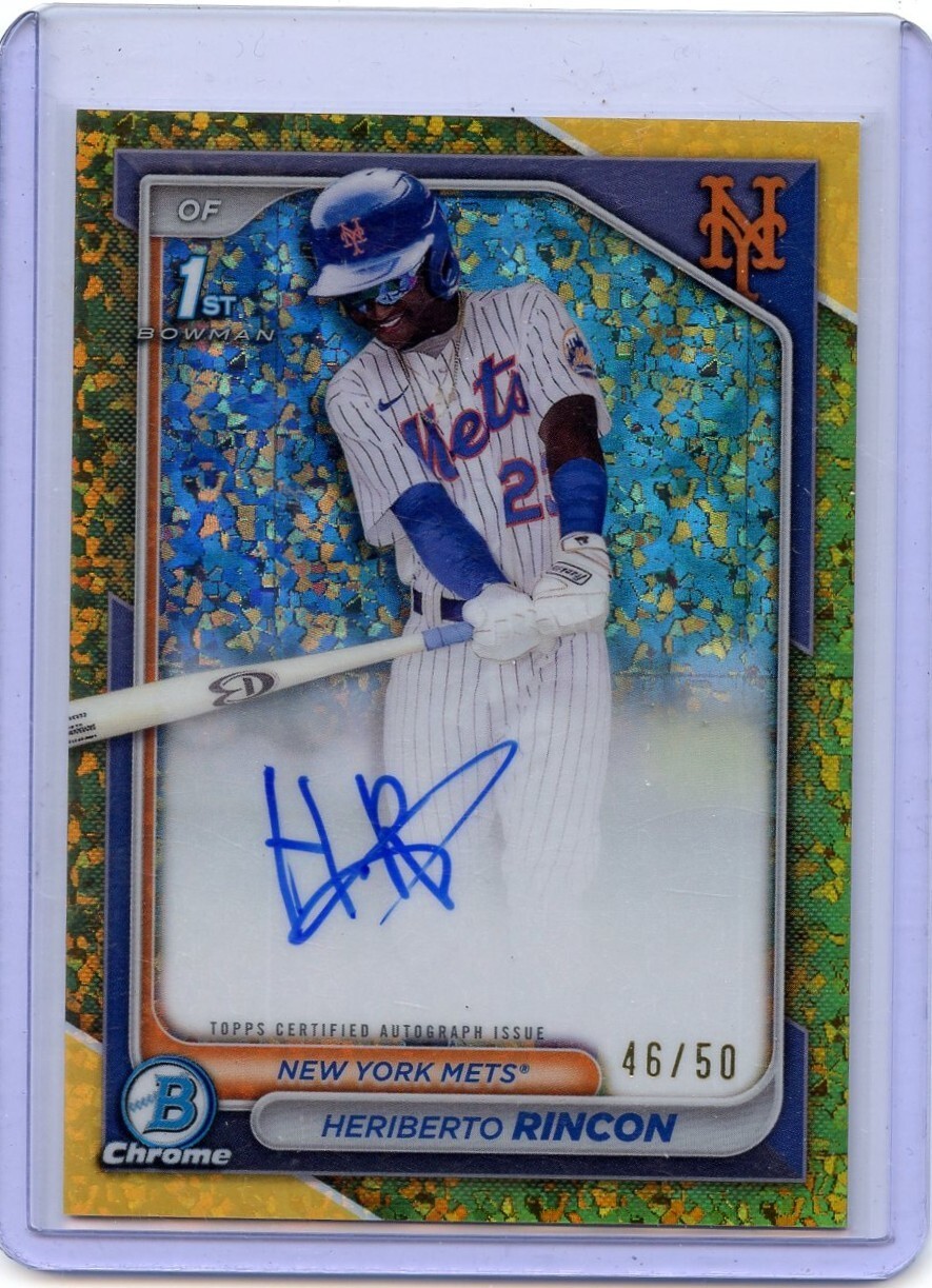 2024 Bowman Chrome Heriberto Rincon 1st #CPA-HR Gold Speckle Auto 46/50 Mets