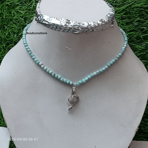 AAA Faceted Larimar Rondelle Pendant Gemstone Jewelry Necklace Gift Her - Picture 2 of 5