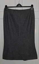 RALPH LAUREN gray Black Wool Blend Tweed Pencil Tulip Skirt 10
