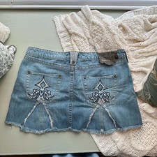 Vintage industrial cotton mini denim skirt.