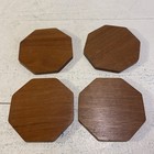 Vintage Set Of 4 Styson Wooden Coaster With Cork - Ship Frigate Pictured — photo 3
