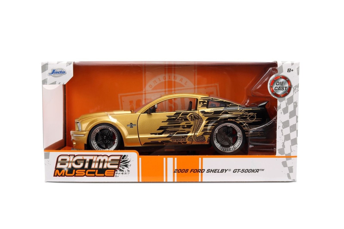 JADA BIGTIME MUSCLE 2008 FORD MUSTANG SHELBY GT 500KR 1/24 GOLD