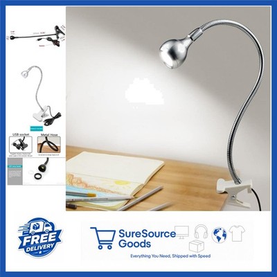 USB Powered Clip On Light with 360° Flexibility for Reading and Tasks Silver