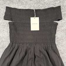 Everlane Gauze Off The Shoulder Smocked dress women's XS black organic $168 NEW