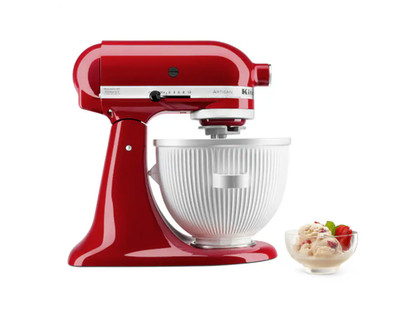 KitchenAid KSMICM Ice Cream Maker Attachment with Dasher & Drive Assembly White