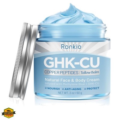 GHK-Cu Peptide Cream for Face: Blue Beef Tallow Moisturizer with Copper Pepti...
