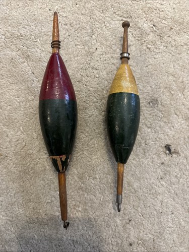 Antique Pair of Wooden Fishing Bobbers/ Floats