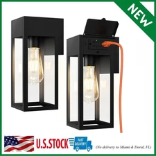 2 Pack Porch Lights Outdoor Wall Sconce, Outdoor Light with GFCI Outlet, Waterpr