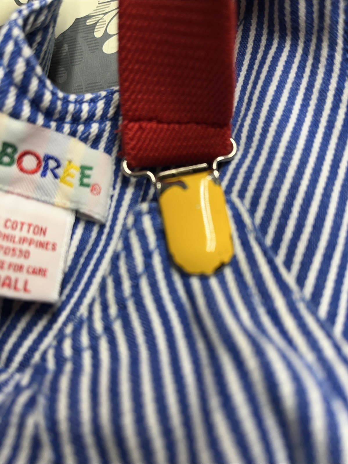 Vintage Rainbow Gymboree Infant Blue Striped Sailboat Overalls XS