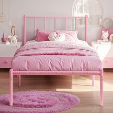 Twin Metal Platform Bed Frame with Headboard, Heavy Duty Steel Slat Support, ...