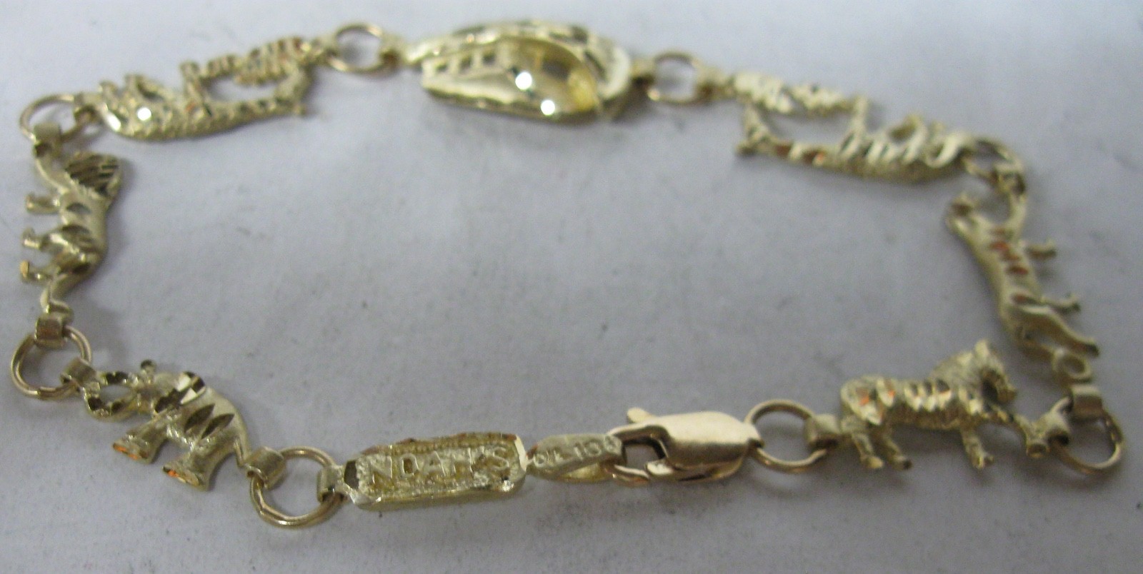 10K SOLID GOLD 7" DIAMOND CUT NOAHS ARK BRACELET … - image 3