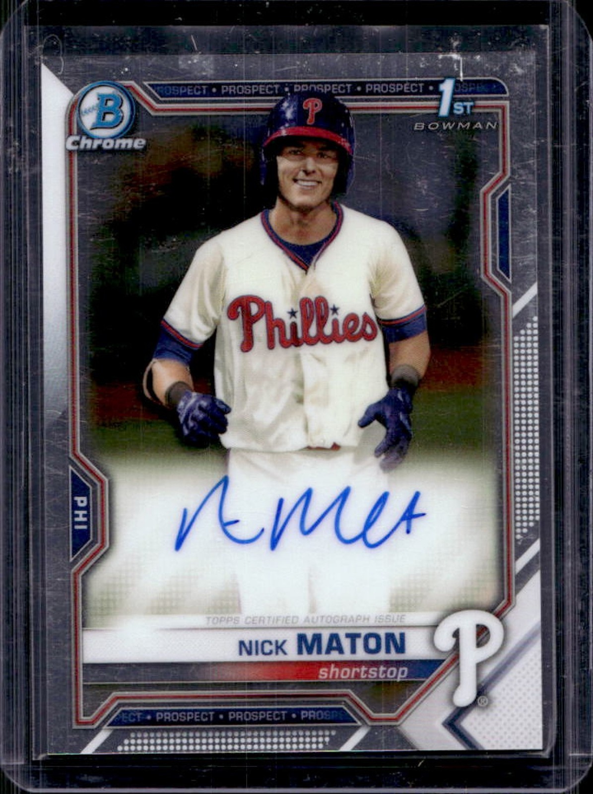 2021 Bowman Nick Maton Chrome Auto Rookie RC 1st Prospect #CPA-NM Phillies