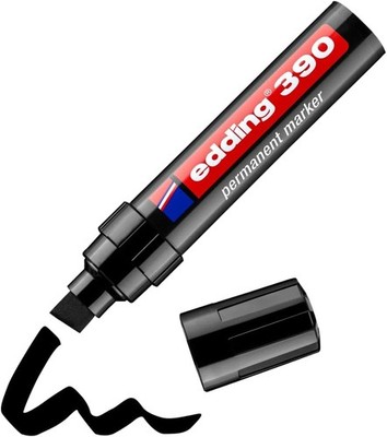 edding 390 Permanentmarker schwarz dicke Keilspitze 4-12 mm wasserfest Universal