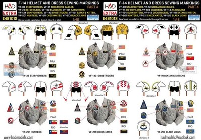 HADE481012 1:48 HAD Models Decals - F-14 Tomcat Helmet & Dress Sewing Markings