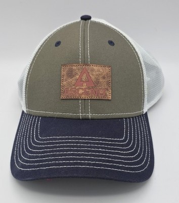 ASCEND Trucker Hat Snapback Mesh Cap Olive Green Navy Outdoor Fishing Hiking