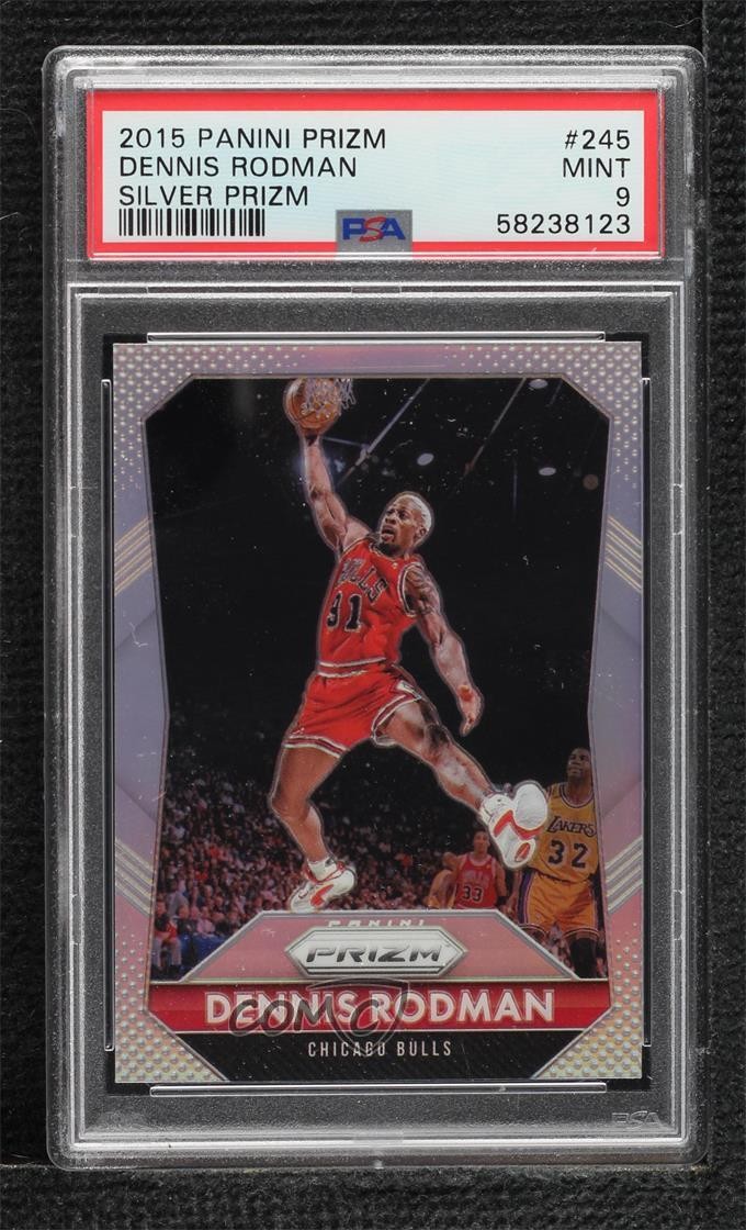 2015-16 Panini Prizm Silver Prizm Dennis Rodman #245 PSA 9 MINT HOF