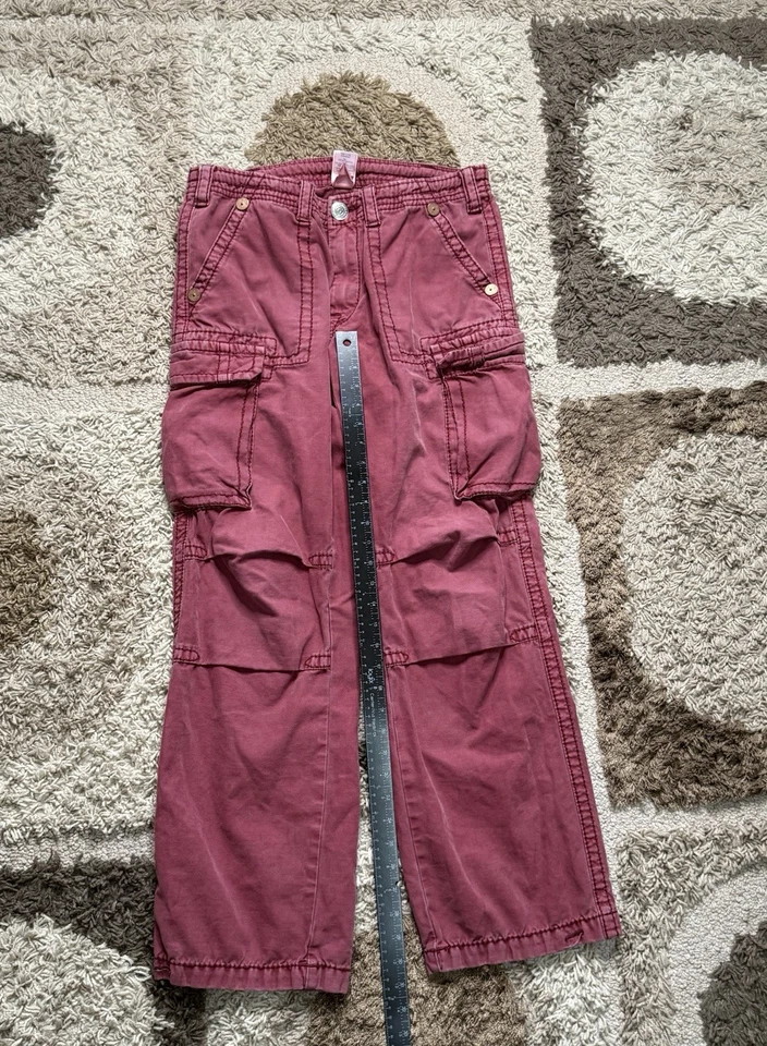 True Religion Cargo Pants Men’s 31 Red Utility Streetwear Jeans Y2K Rare - Image 2 of 4