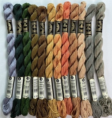 DMC Perle #3 Thread Lot 12 Skeins Fall Colors 16.4y 5g Each Embroidery Pearl