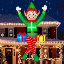 12FT Christmas Inflatables, Christmas Inflatable Outdoor Decoration Sitting Elf
