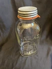Vintage Atlas Mason Jar Half Gallon Hazel-Atlas w/ Zinc Lid & Milk Glass Liner