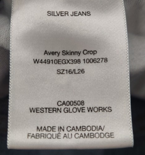 Women’s Silver Jeans, Avery Skinny Crop Size 16/26" L Distressed 11" Rise Denim - Bild 4 von 12