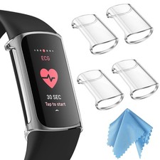 4-Pack Case Compatible with Fitbit Charge 6/5 Not for Charge 4/3 , Full-Arou...