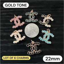 Lot Of 6 CC Gold To e Zipper Pull Button Charms 22mm